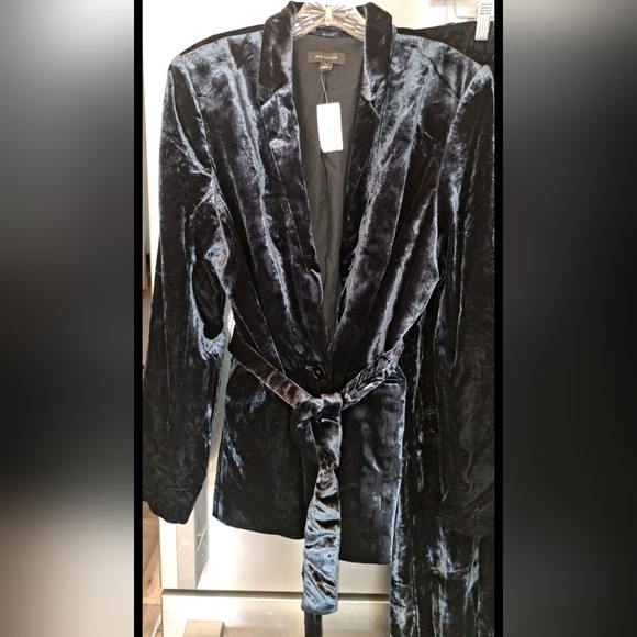 Gorgeous Ann Taylor Velvet Suit Blazer Pants Blue Classic Polished Blend 14,16 - Picture 5 of 14